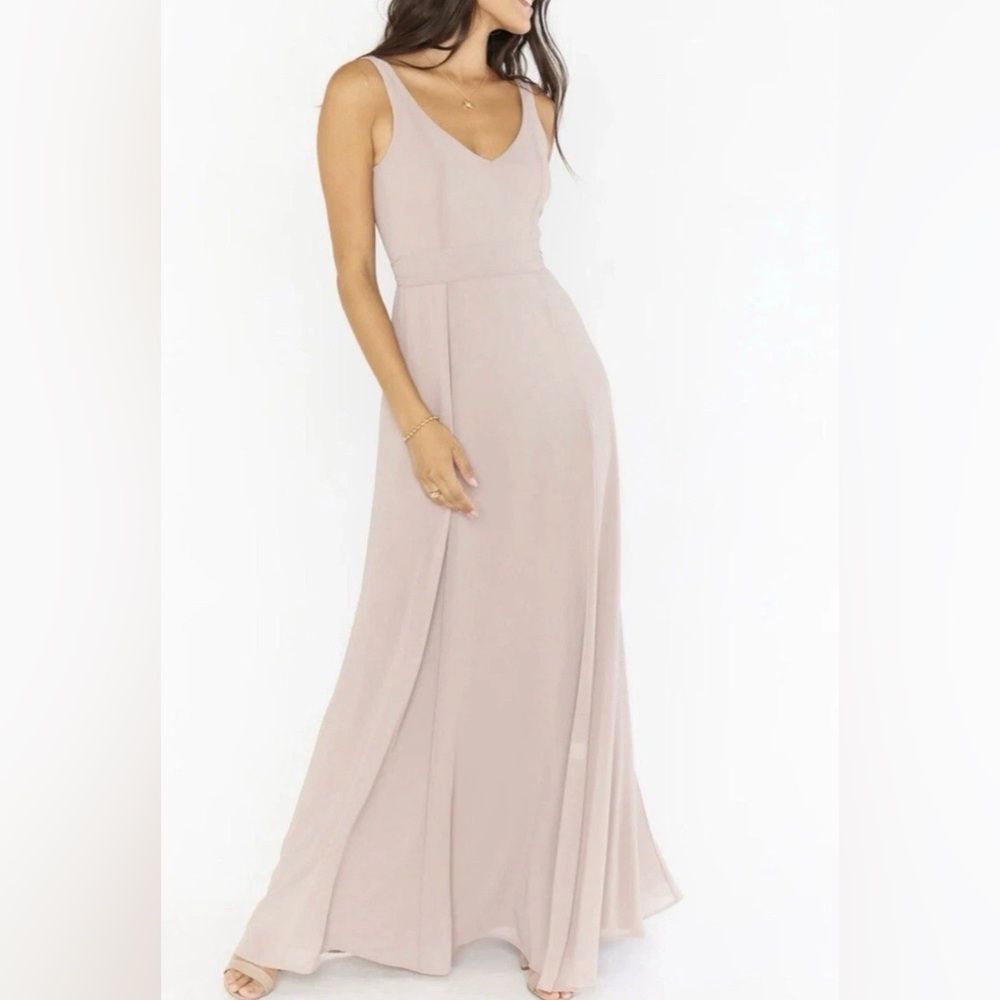 Show Me Your Mumu Jenn Maxi Bridesmaids Formal Dress Blush Chiffon SZ M
